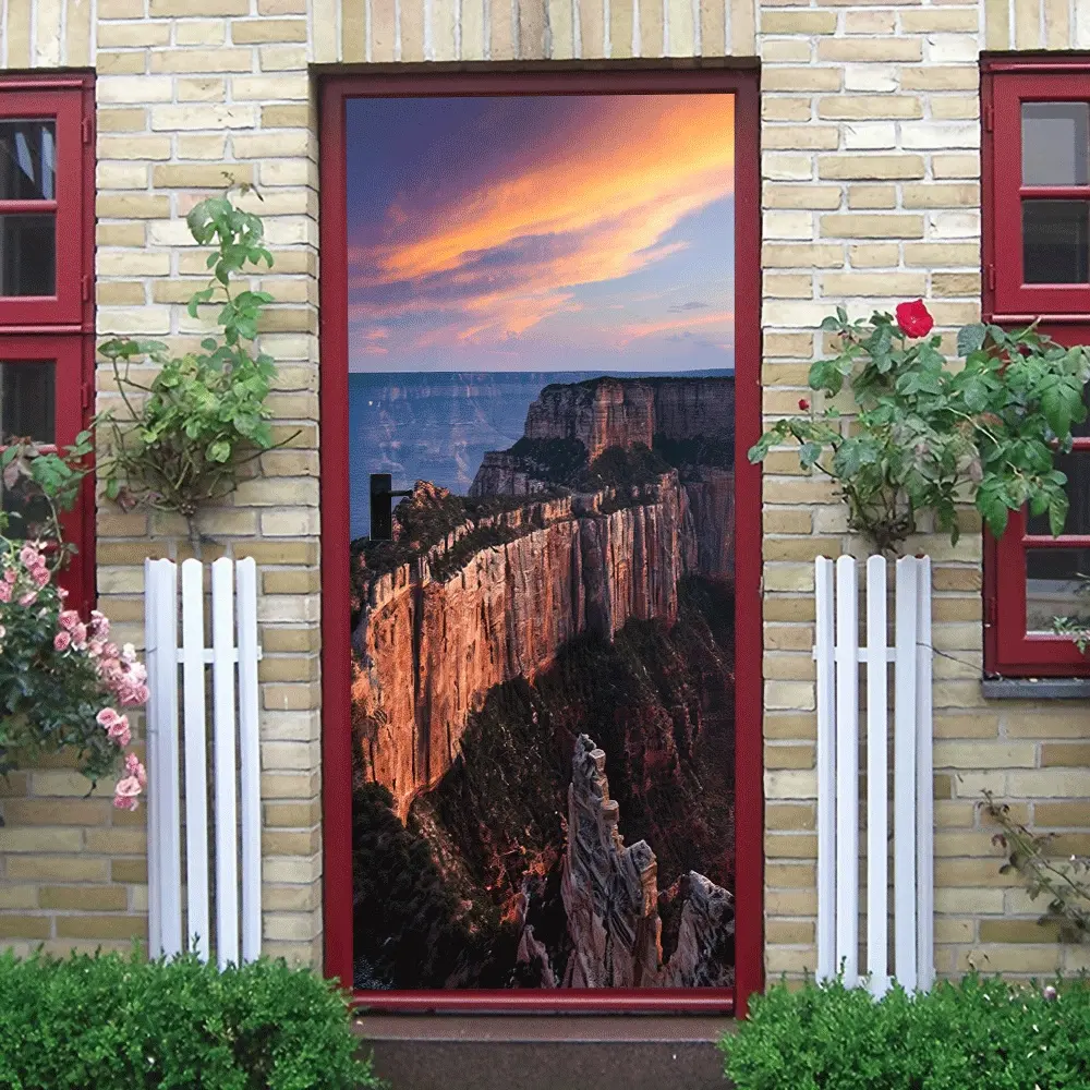 2pcs Grand Canyon Sunset Landscape Wall Sticker High Definition Nature Scenery Decorative Sticker Removable Self Adhesive Home Wall Decoration Living Room Bedroom Background Wall Beauty Paster Environment