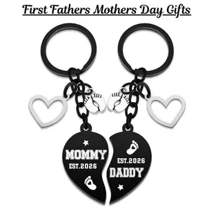 First Father’s & Mother’s Day Gifts for New Parents – New Mom & New Dad Keychain Set (2PCS), Pregnancy Announcement Gift for First-Time Parents