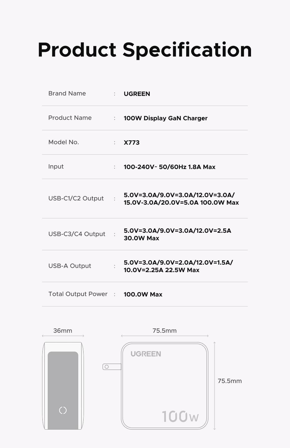 [LIVE ONLY]UGREEN Nexode Pro 100W GaN USB C Charger, 5-Port Fast Type-C Wall Charger Block with Smart Display Compatible with MacBook Pro/Air, iPhone 17/16 Series, Galaxy, iPad Pro, Steam Deck