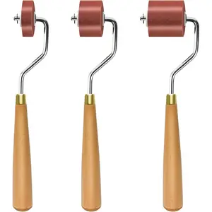 3pcs Rubber Rollers Brayer Ink Roller Set with Comfort Grip for Printmaking, Crafts, and Stamping