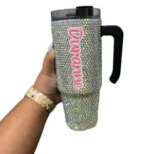 Custom Rhinestone Tumbler Drinkware with Handle