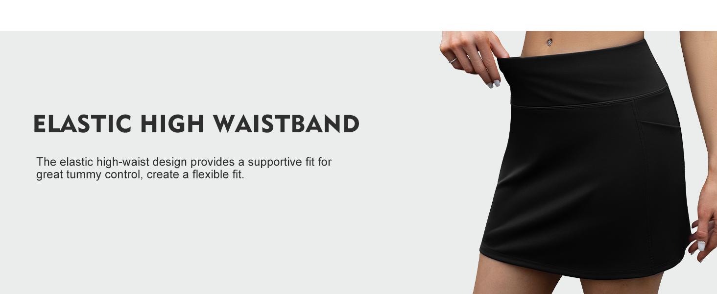 Women’s High-Waisted Active Skirt - Stretchy Sports Skort with Built-in Shorts & Pocket for Running, Golf, Summer Casual Wear