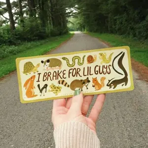 I Brake for Lil Guys Car Decal, Bumper Sticker for Friends to Critters, Laptop Water Bottle Decal Sticker