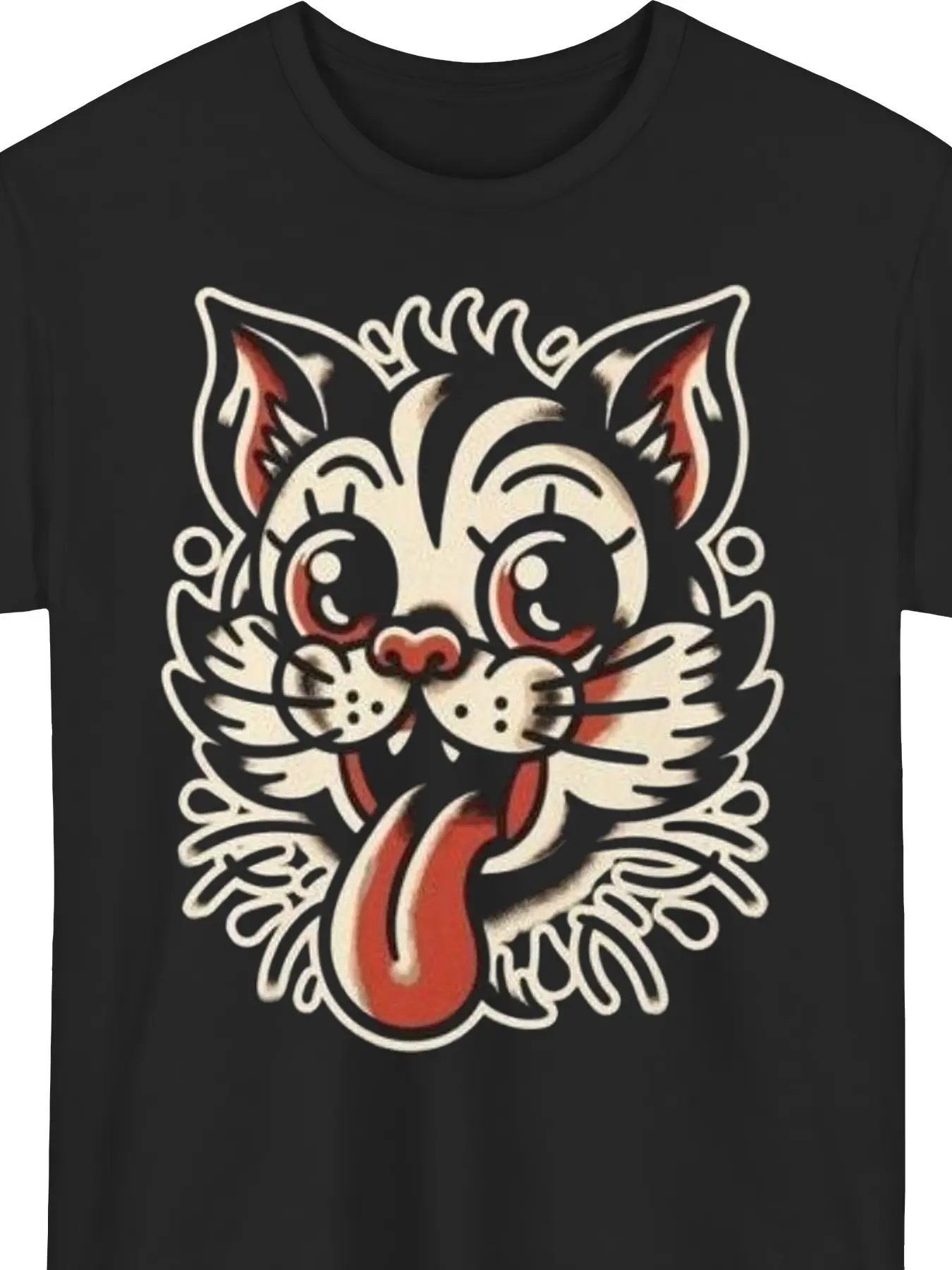 Tattoo Shirt Rockabilly Cat Tee American Tradition unisex soft cotton short sleeve t shirt, vintage graphic casual tee for men women teens, perfect birthday holiday gift for camping travel gym daily street  wear