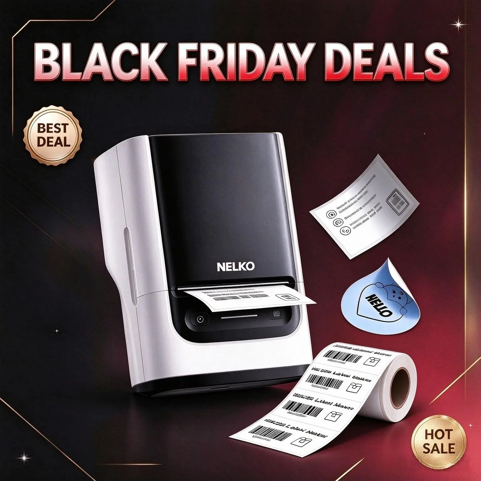 Nelko 2-Inch Portable Bluetooth Thermal Label Printer, AI Image Printing, App Controlled, 14+ Languages, for Home & Small Business Organization, Perfect Christmas Gift