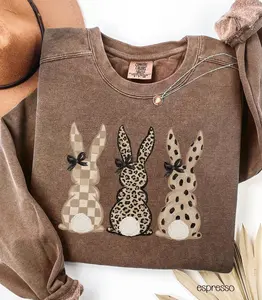 Comfort Colors Easter Bunny Sweatshirt, Coquette Rabbit Shirt, Women's Easter Sweatshirt, Easter Bunny Sweater, Easter Gift