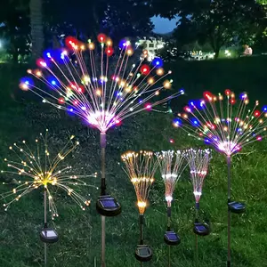 120 LED Solar Firework Lights 2 Modes Waterproof Outdoor Garden Decor for Flowerbed Pathway Party Christmas White Warm White Multicolor