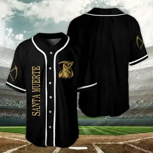 Santa Muerte Baseball Jersey Mexico Baseball Jersey Jersey Gift For Men And Women Top Jersey Button Down