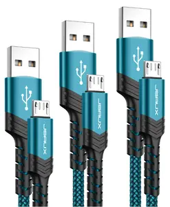 Micro USB Charger Cable, (3-Pack 3.3ft+6.6ft+10ft) Android Charger Micro USB to USB A Nylon Braided Cord Compatible with Samsung Galaxy S6 S7 Edge Note 5, Kindle and More-Green