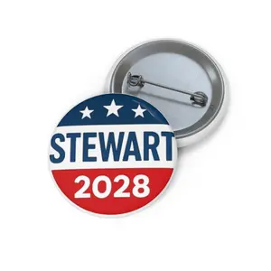 Stewart 2028 Pin Buttons | Parody, Political Campaign Decal, Cute Gift, Patriotic