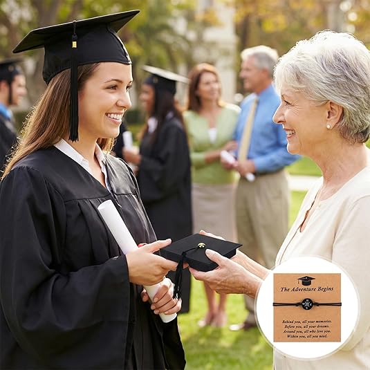 Graduation Gifts for Her Him, Adjustable Compass Bracelet Class of 2026 Graduation Gifts for Women Men Comes in Cap Box with Cards for Son Teenage Teens High College Middle School
