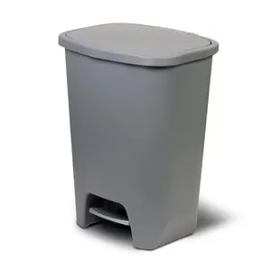 Glad Kitchen Trash Can with Lid, Foot Pedal and Garbage Bag Rings, 20 Gal, Grey