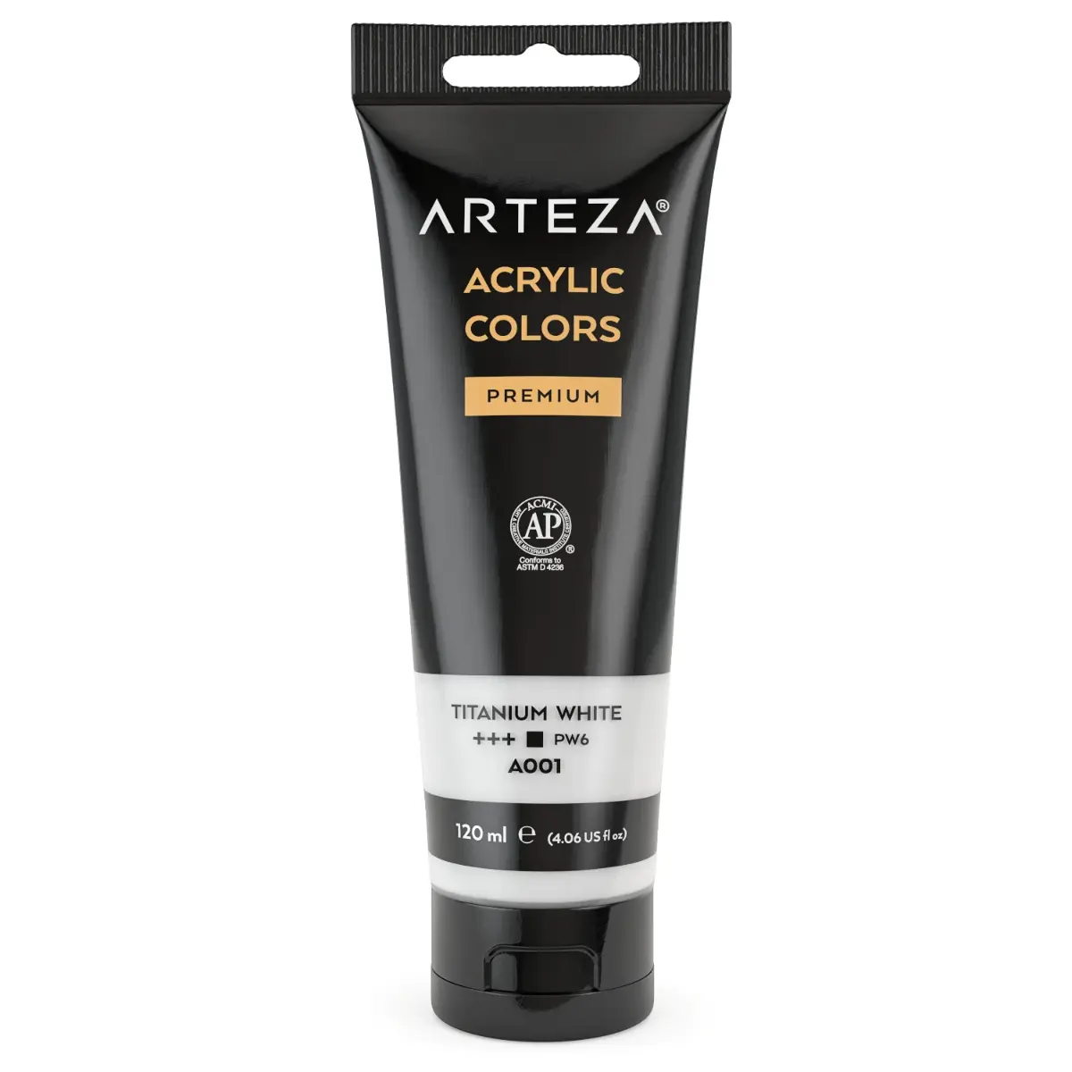 Arteza® Acrylic Paint - White, 4 oz Opaque Cream, Gloss Finish, Multi-Surface, AP Certified, Excellent Blending, Custom Tones, Base Layers, Highlights, All Skills - ARTZ-8161, High-Viscosity Formula, Quick Drying
