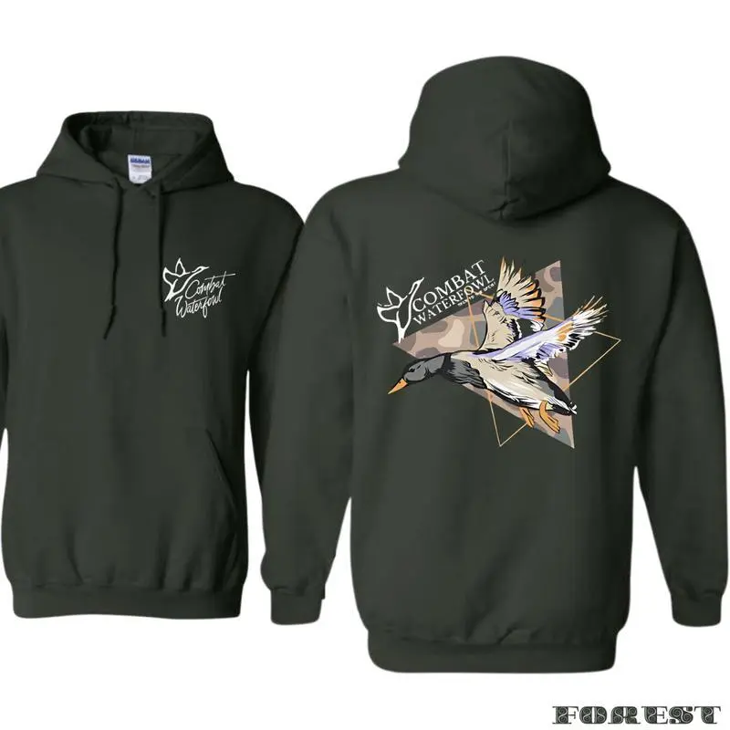 Women's Cotton Long-Sleeve Casual Hoodie - Camo Graphic Pullover, Combat Waterfowl Duck Hunting Gear, Unisex Hunter Gift Tops