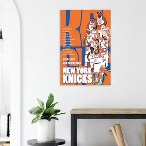 New York Knicks 2025-2026 NBA Champions Poster | Roster Wall Art Print