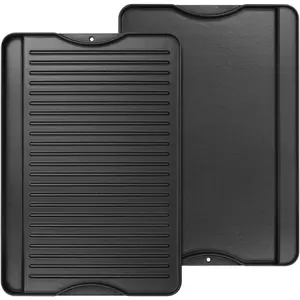 2-in-1 Reversible 16" x 24" Pre-Seasoned Cast Iron Cooking Griddle for Gas Stove/Charcoal/Electric/Propane/Gas Grill, Flat Griddle Top for Camping Tailgating