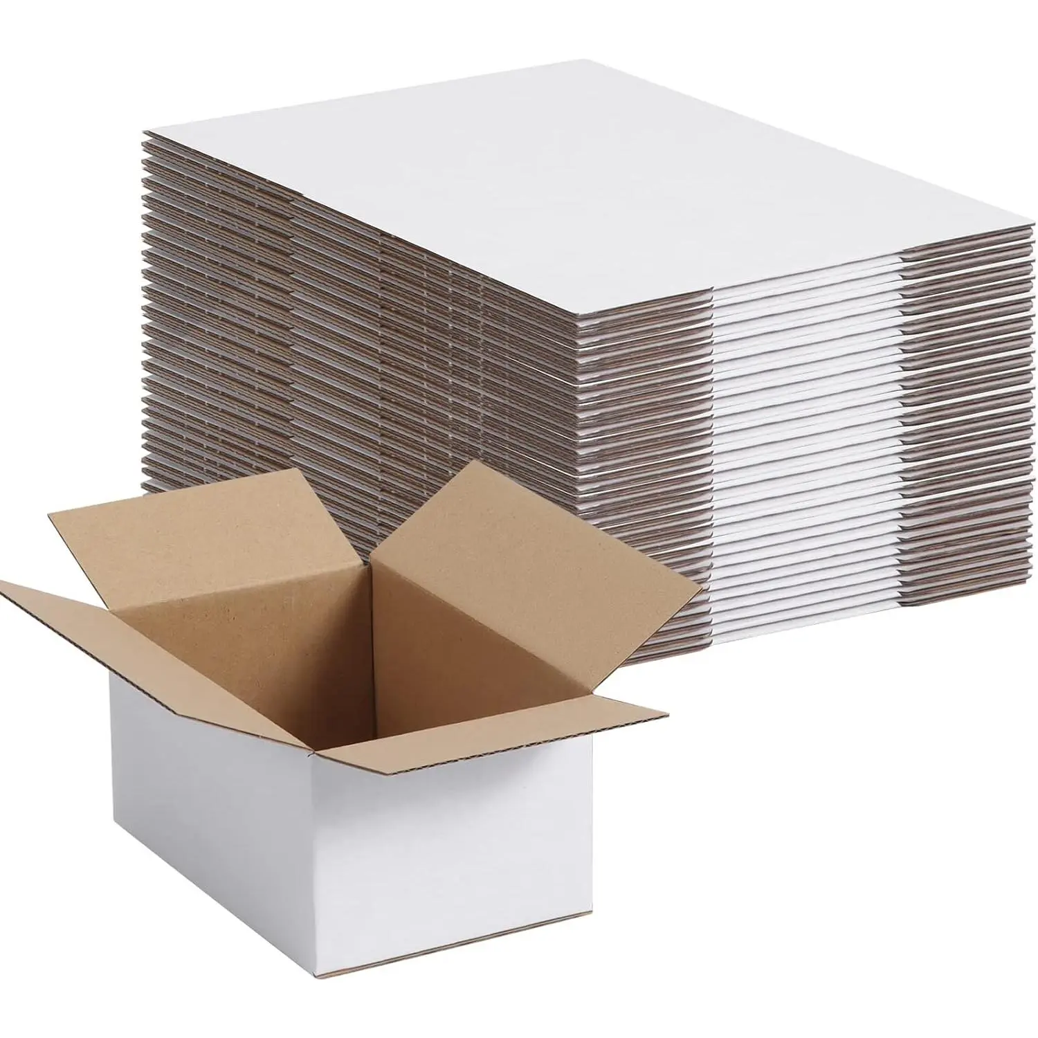 White Rectangular Single-Wall Corrugated Cardboard Mailing Boxes - 6x4x3 in, 40-Pack, Sturdy Cost-Effective Package Delivery Boxes for Business Users, Easy Fold, DIY Painting, Flat Storage (Carton Packed)