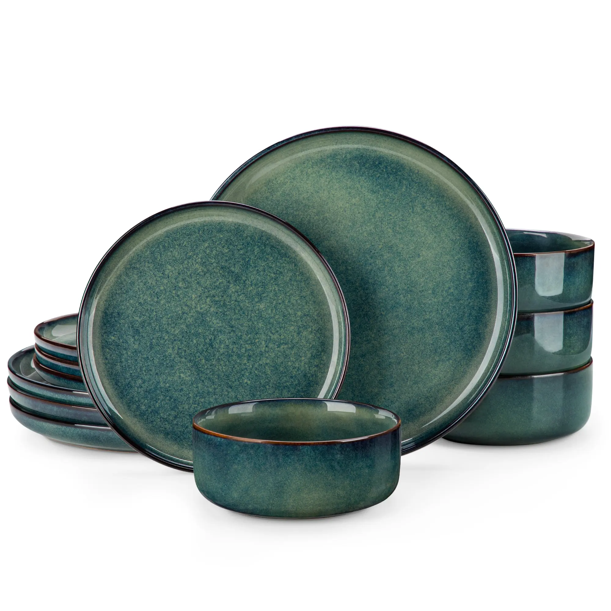 Green-12 Pieces(Service for 4)- No Soup Bowls