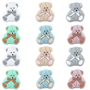 Silicone Bear Shaped Beads, Cute Bear Beads, DIY Jewelry Making Supplies for Bracelet & Necklace & Keychain, Jewelry Making Accessories, Charm Chains