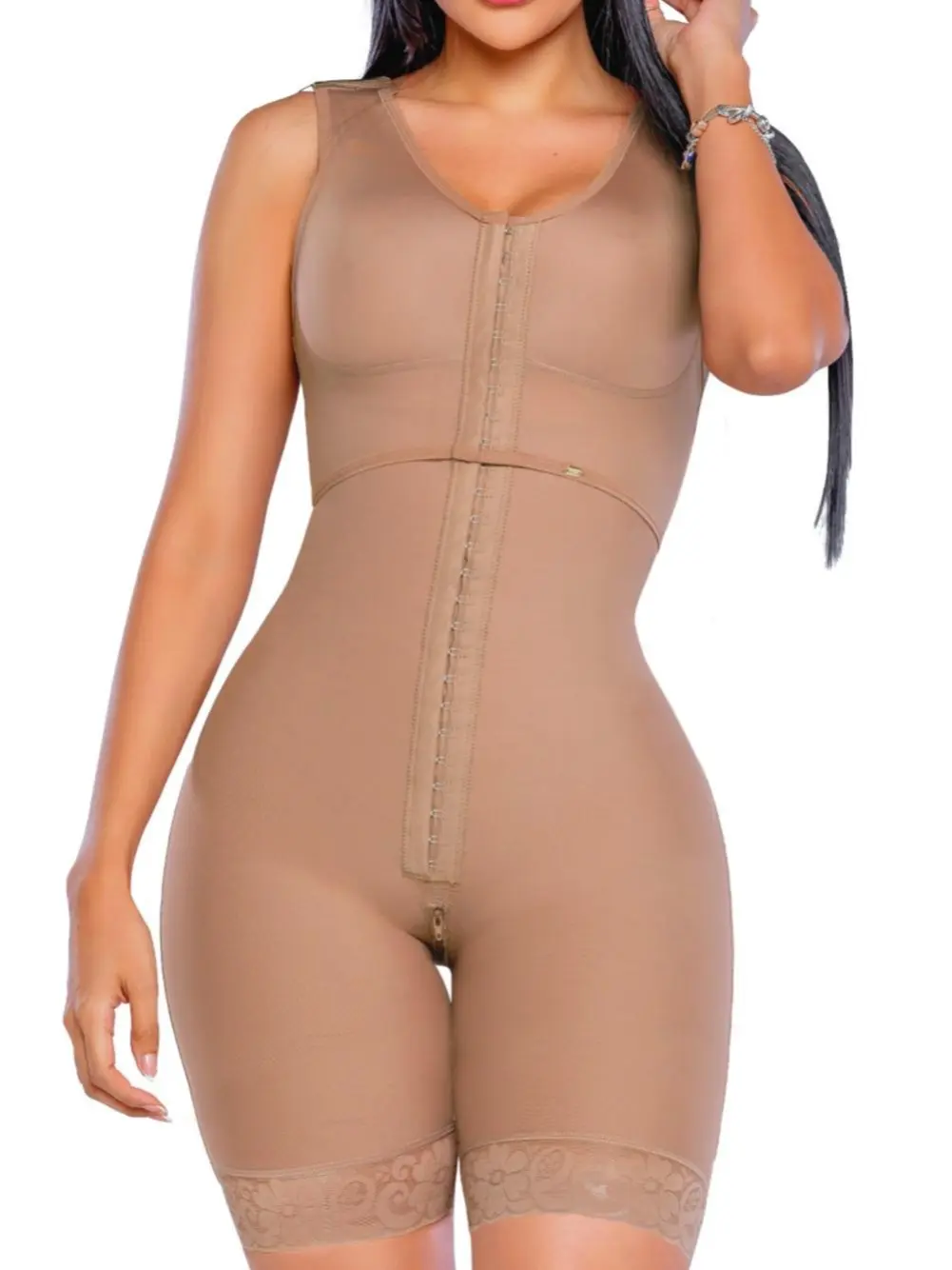 Stagmi Faja Bodysuit for Women - Seamless Knee-Length Body Contouring Shapewear with Built-In Bra, Adjustable Tummy Control, and Vitamin E Infused Fabric with Cotton Lining, Piece, Do Not Dry Clean