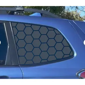 2PCS 42x95cm Universal Rear Side Window Honeycomb Decal Stickers, Matte Black Vinyl Truck SUV Car Window Graphics, Universal Fit Exterior Accessories