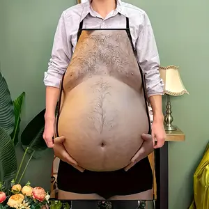 Big Belly Pattern Apron with Back Tie, 1 Count Durable Polyester Kitchen Apron for Cooking,  Christmas Gift, Winter Apron for Women,Cool Autumn Apron,Nails Design Tool, Apron Belly,Christmas Decorations