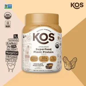 KOS Organic Plant Based Protein Powder, Chocolate Peanut Butter - Delicious Vegan Protein Powder Meal Replacement - Keto Friendly, Gluten Free, Dairy Free & Soy Free - 2.4 lbs, 28 Servings