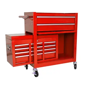 8 Drawer Rolling Tool Chest with Wheels Lockable Tool Box Cabinet Heavy Duty Steel Garage Tool Cart with Top Storage Workbench & Side Hooks