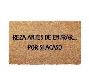 Reza Antes De Entrar Por Si Acaso Faith-Inspired Spanish Doormat Coir Rug for Faithful Families Christian Doormat Catholic Home Doormat for Religious Homes or Churches 16x24" 18x30" 24x36" Anti-Slip Backing UV Printed Natural Coir Mat