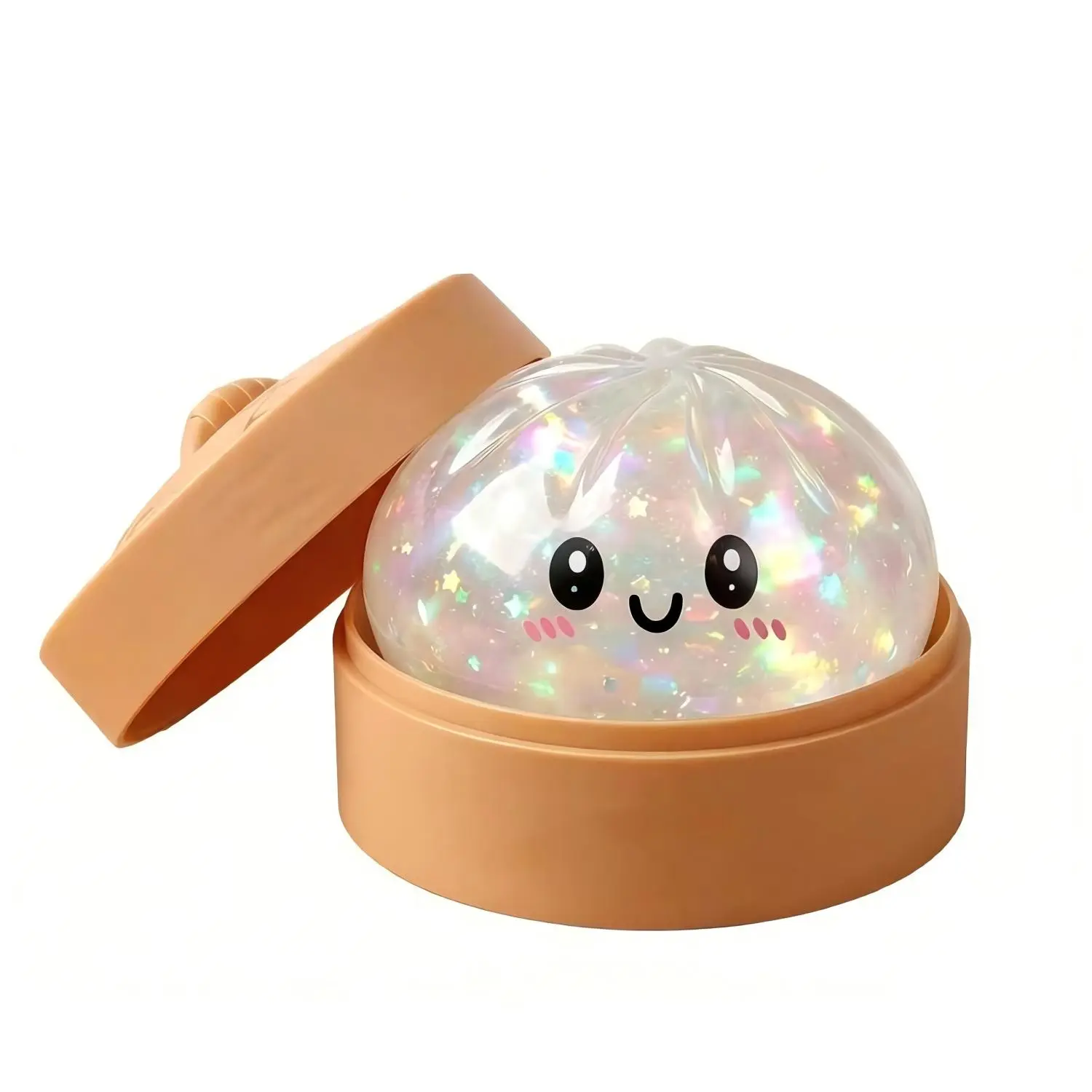 Glitter Dumpling Squishy Set - Rainbow Cute Bun Stress Toy, Squishy Fidget Stress Relief TPR DIY Toys, Soft Squeeze Sensory Dough with Food Steamer Box, Gift for Coworkers Easter Basket Stuffer (Unisex), Fidget Toy