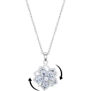 Flower Necklace for Women Gold Dainty Fidget Necklace Rotatable Crystal Silver Blossom Pendant Necklaces Adjustable Spinning Fidget Necklaces Redbud Flower Choker Funny Summer Jewelry