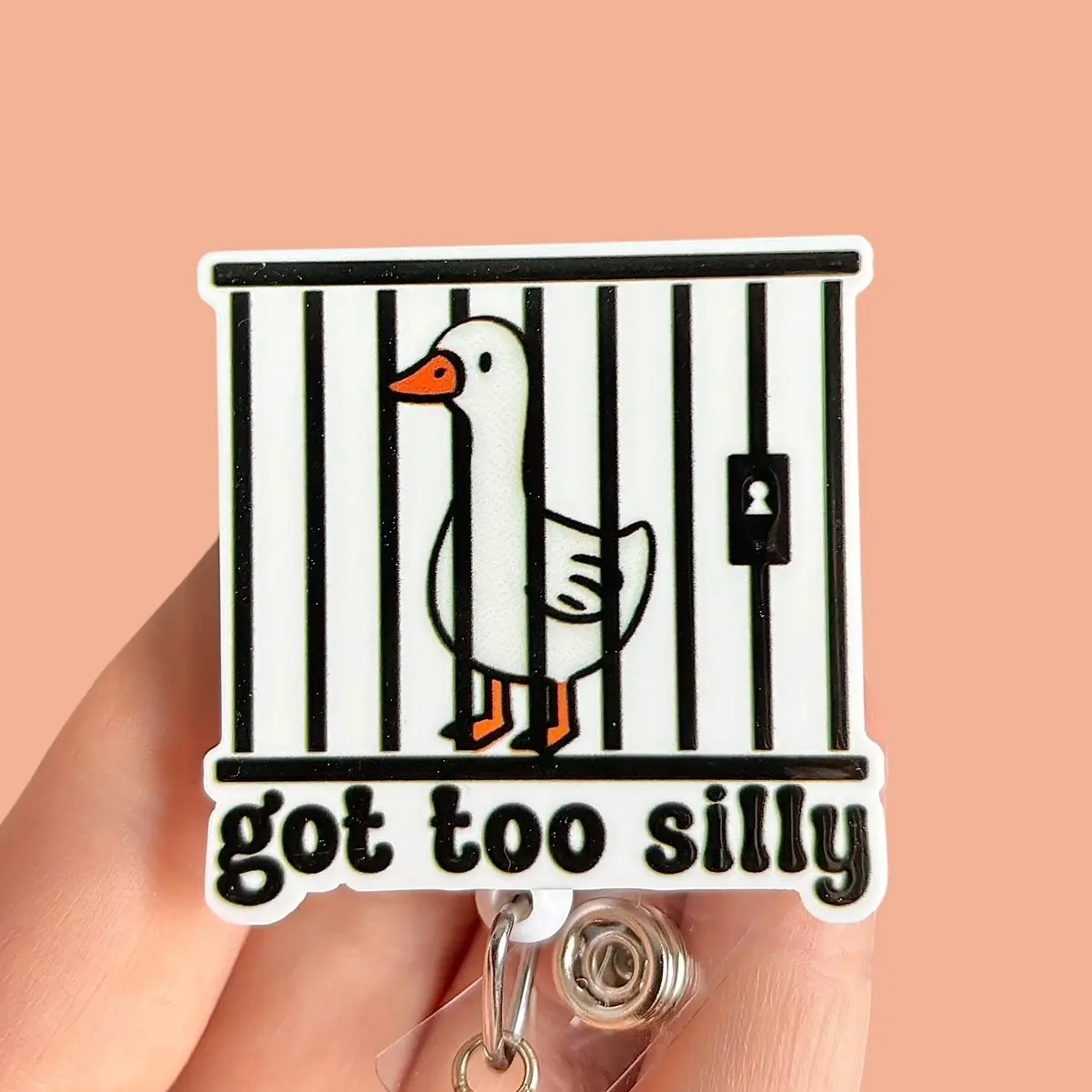 Glitter My Badge Silly goose funny badge reel for nurse and hospital workers. Badge clip Badge pull - Retractable swivel clip with a 360 rotation. Great gift for coworker.