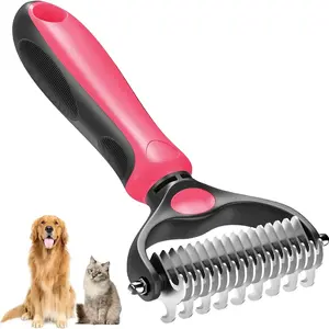 Pet Grooming Tool, Universal Detangling Comb for Dogs, Stainless Steel Double-Sided Design, Effective Shedding Removal & Matted Hair Tamer, Practical Daily Dog Coat Maintenance Supplies.