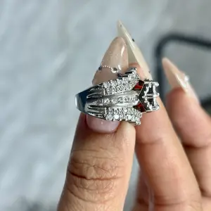JJ CHIC Square Multi-Band Ring for Women Micro Pave CZ Stones Halo Design Elegant Daily Wear Gift for Girlfriend or Wife Jewelry Unique Sparkling Stones