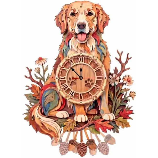 3D Puzzles for Adults Dog Clock Crafts for Adults Wooden Puzzles