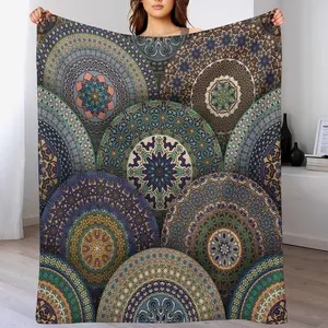 Indian Bohemian Throw Blanket Mandala Design Colorful Boho Floral Pattern Paisley Blanket for Sofa Bed Couch Chair Or Dorm 50"x60"
