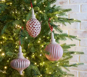 Home Reflections S/3 Vintage Painted Glass Ornaments