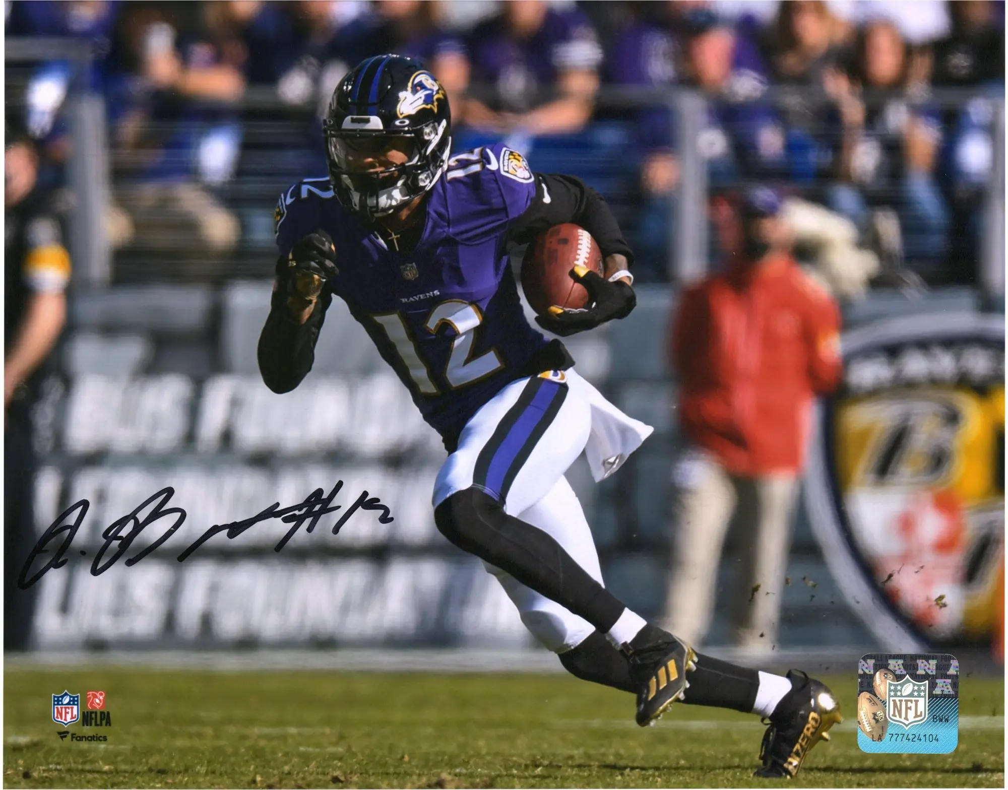 Rashod Bateman Baltimore Ravens Autographed 8" x 10" Purple Running Photograph - Fanatics Authentic Certified