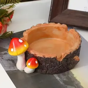 Resin Mushroom Ashtray with Stand, Realistic Mushroom & Stem, Non-Toxic Tree Design Home Decor Statue, Unique Gift for Office Desktop Display, ABS-Infused Home Supply Figurine