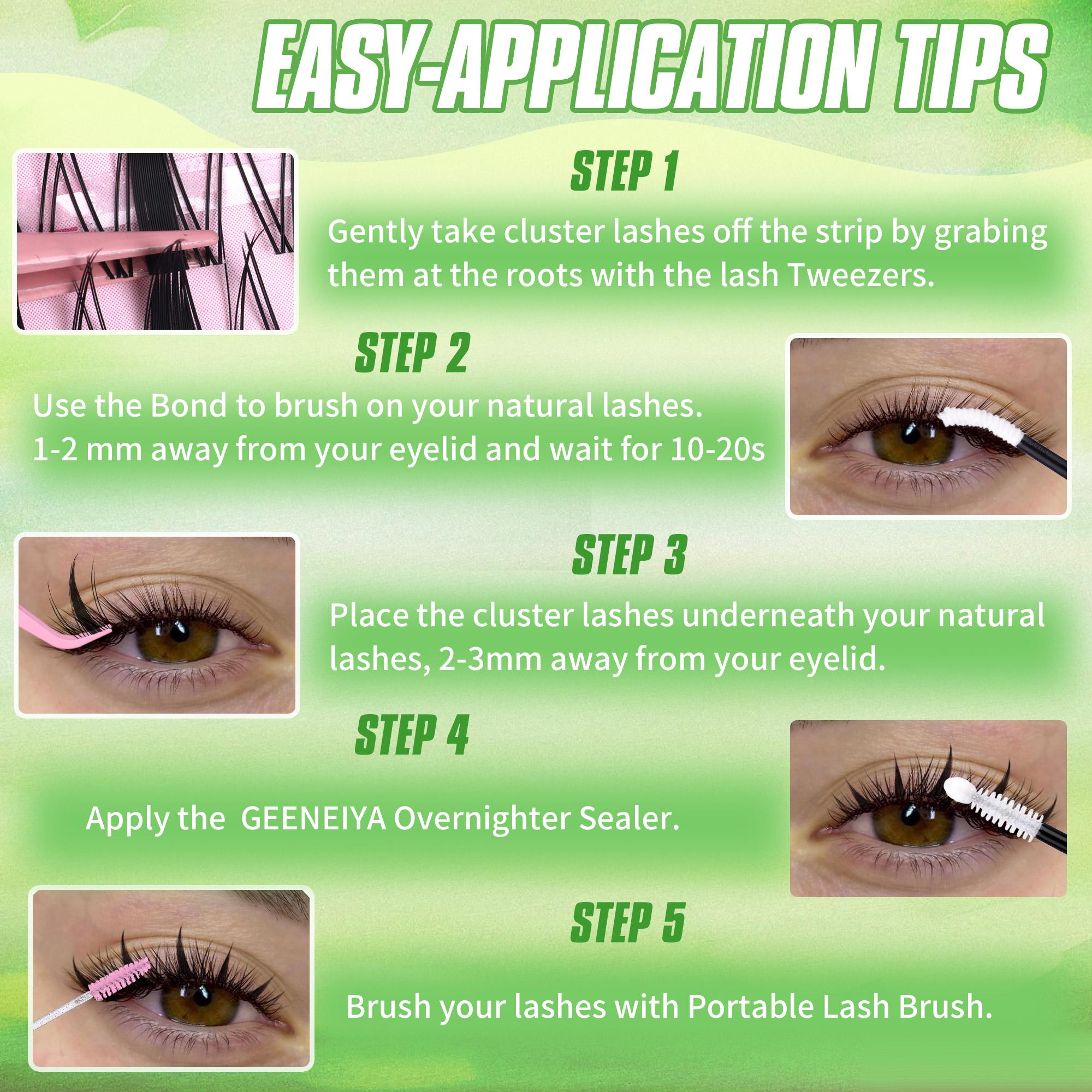 Geeneiya Manga Lashes Waterproof DIY Lash Extension Kit, 8-18MM Wispy Lash Clusters Kit, Ultra-thin Soft Band Eyelash Extension Kit with Lash Bond and Seal, Professional Lash Remover, Tweezers for Girls Gift Makeup Cosmetic TikTokShopBlackFriday