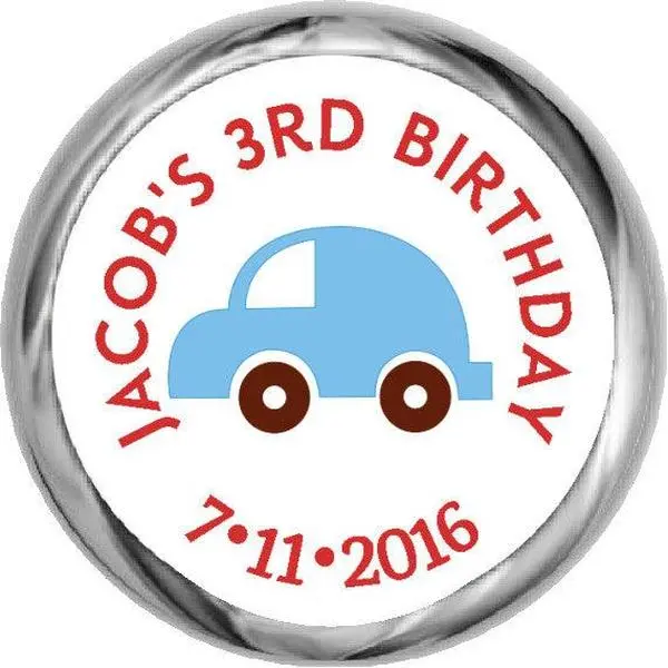 Blue Car - Personalized Hershey Candy Stickers