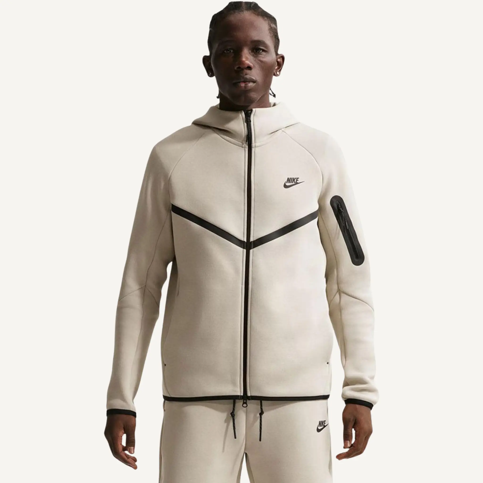Nike Men's Cream Tech Fleece Full Zip Hoodie, HV0949-236