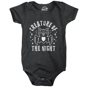 Creature of The Night Baby Bodysuit Funny Cute Halloween Bat Graphic Jumper for Infants Funny Baby Onesies Halloween Clothes for Baby Funny Sarcastic Onesie Novelty Onesie Black