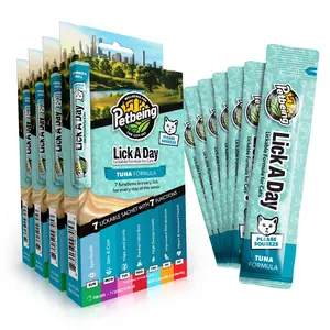 Lick a Day | Tuna Flavor | Specially Formulated 7-in-1 Functions Daily Real Meat Lickable Cat Treats | Tasty Cat Puree Squeeze ups for Cats & Pet Vitamins Combination (Pack of 28 Sachets)
