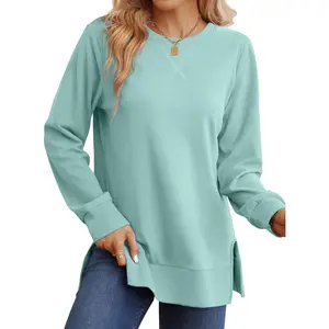 OFEEFAN Sweatshirt for women Side Split Fall Fashion 2025 Long Sleeve Shirts Trending Now