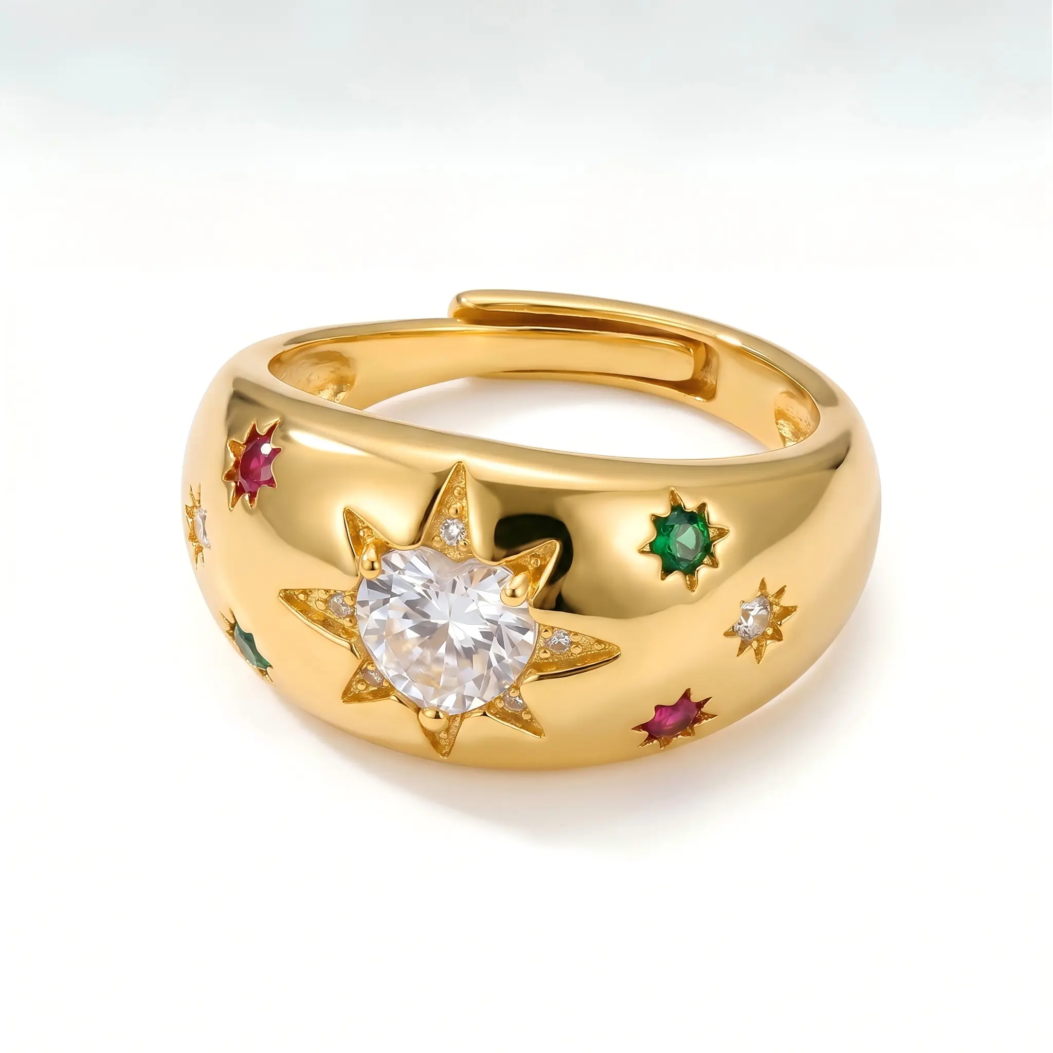14K Gold Plated Pear Solitaire Premium Cubic Zirconia Engagement Ring for Women | Trendy Fake Wedding Ring Vintage Dome Old Money Aesthetic, Waterproof Tarnish-Free Celestial Jewelry y2k moissanite
