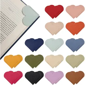 30 Packs Leather Heart Book Marks for Reading Women - Cute Bookmarks for Book Lovers - Unique Solid Color Gifts for Women