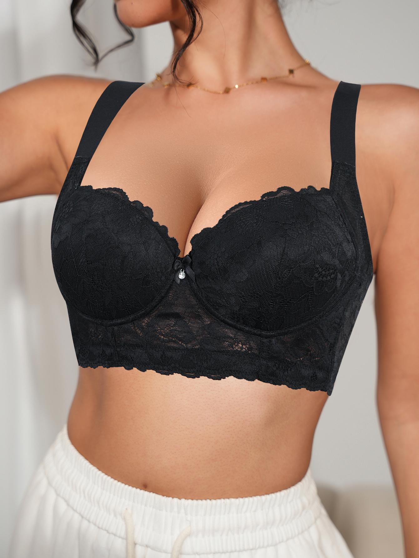 3PCS Lace Underwire Push-Up Bra - Anti-Sag, Wide Adjustable Straps, Comfort Breathable Elegance Elastic Lingerie, Versatile Wear Date Gift Bridal Everyday