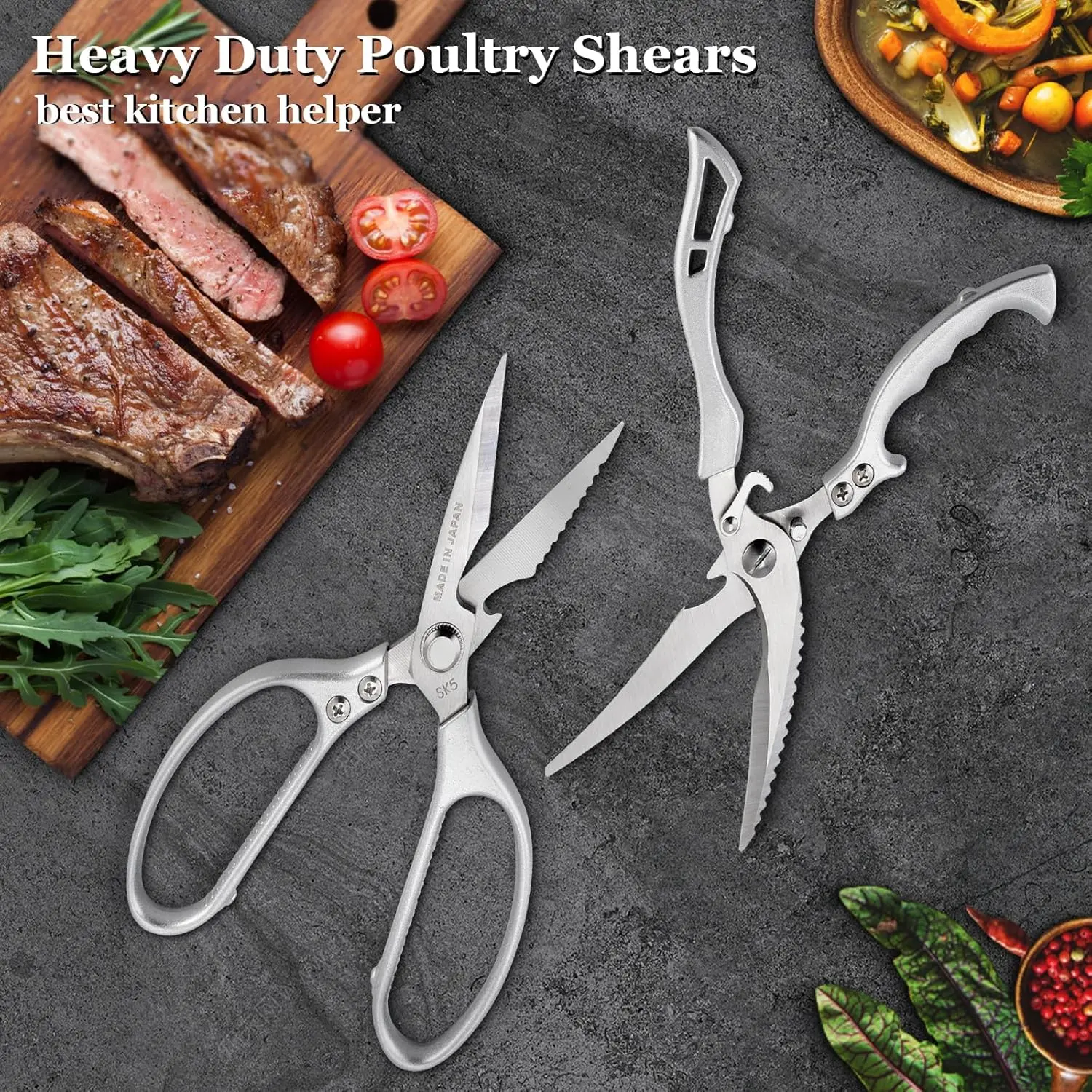 2pcs Professional Kitchen Chicken Bone Clippers - Multifunctional Food Scissors for Meat, Vegetables, Herbs - Suitable for Ramadan, Easter