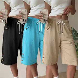 3-pack women’s clothing for spring/summer: stylish casual capri pants with elastic waistband and pockets
